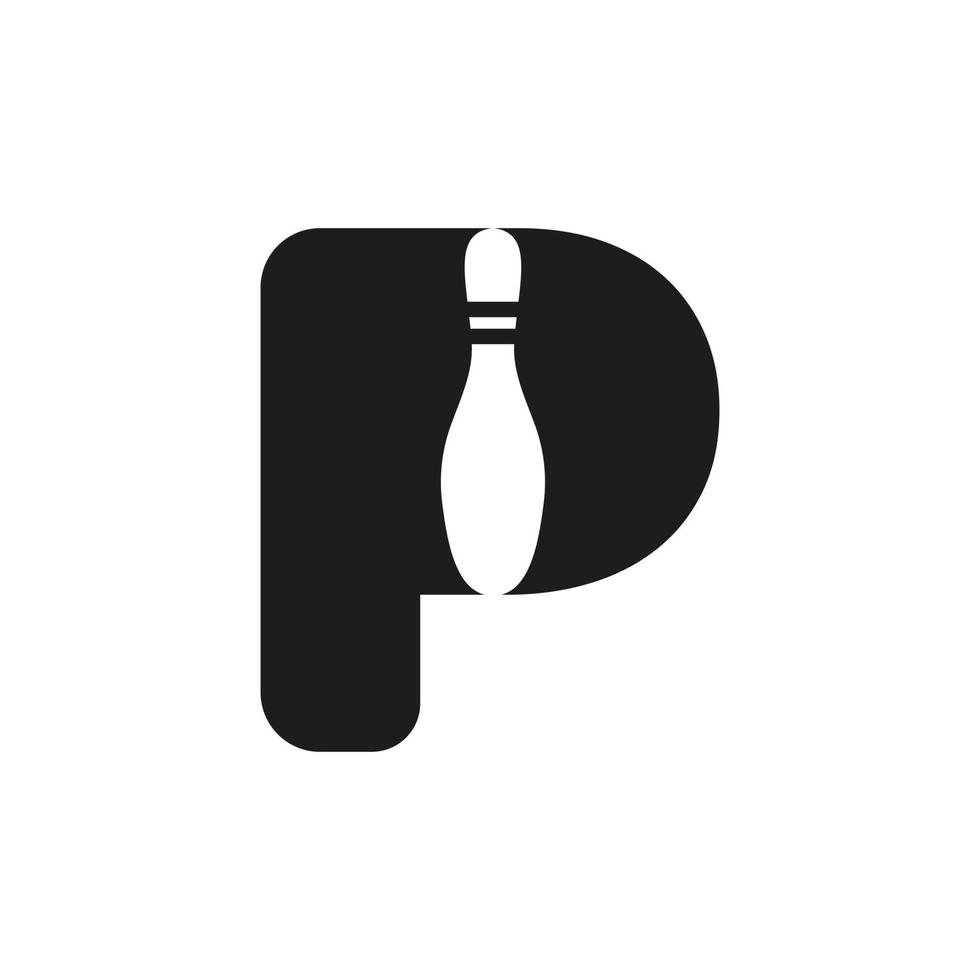 logo de bowling lettre p. modèle de vecteur de symbole de boule de bowling