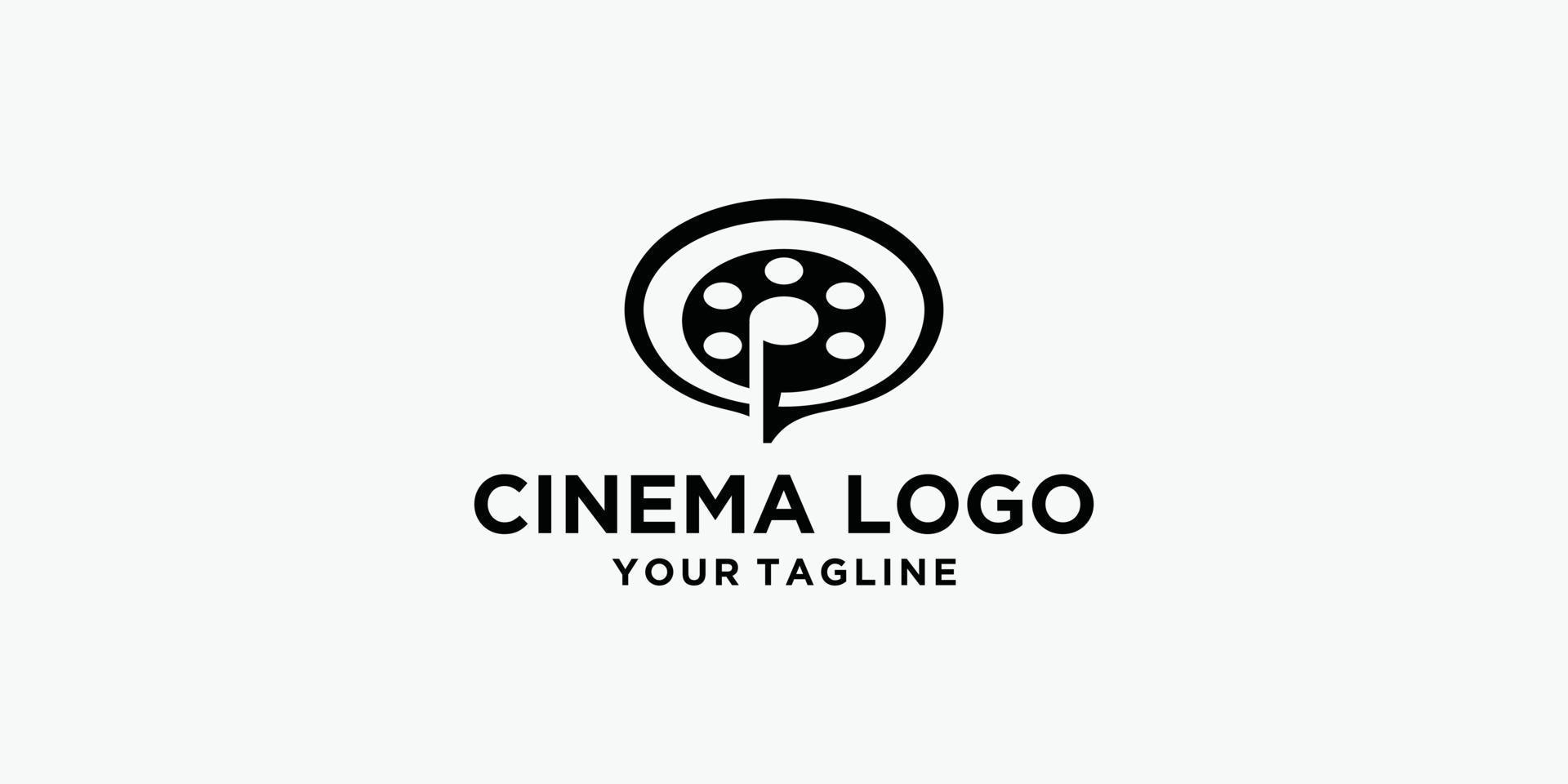 modèle de vecteur de logo de cinéma abstrait isolé sur fond blanc.