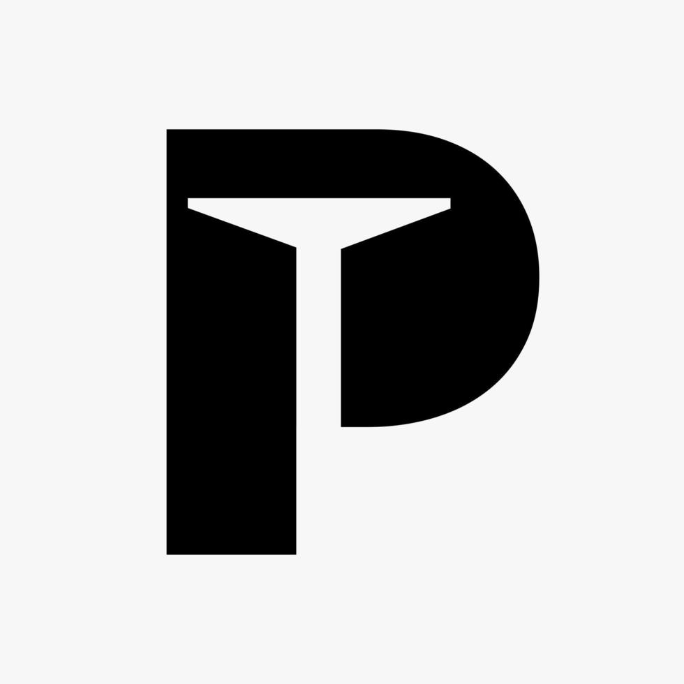 création de logo de porte lettre p combinée à un modèle vectoriel d'icône de porte ouverte minimale