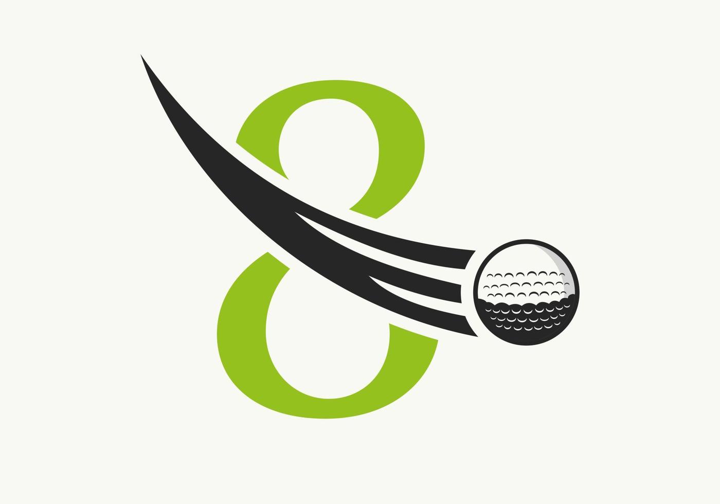modèle de conception de logo de golf lettre 8. signe de l'académie des sports de hockey, symbole du club vecteur