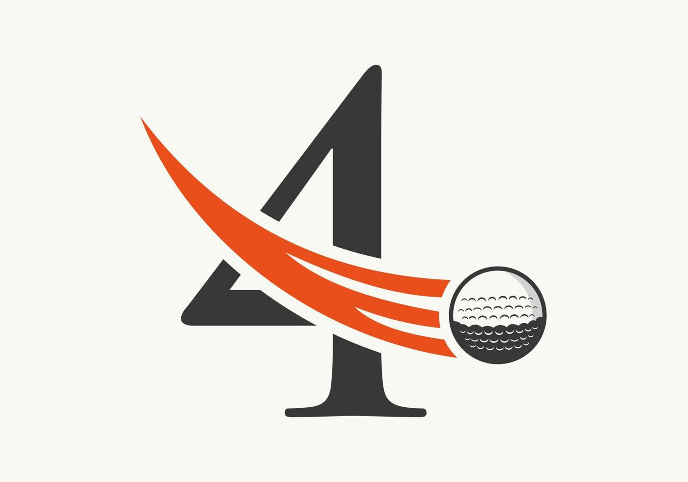modèle de conception de logo de golf lettre 4. signe de l'académie des sports de hockey, symbole du club vecteur