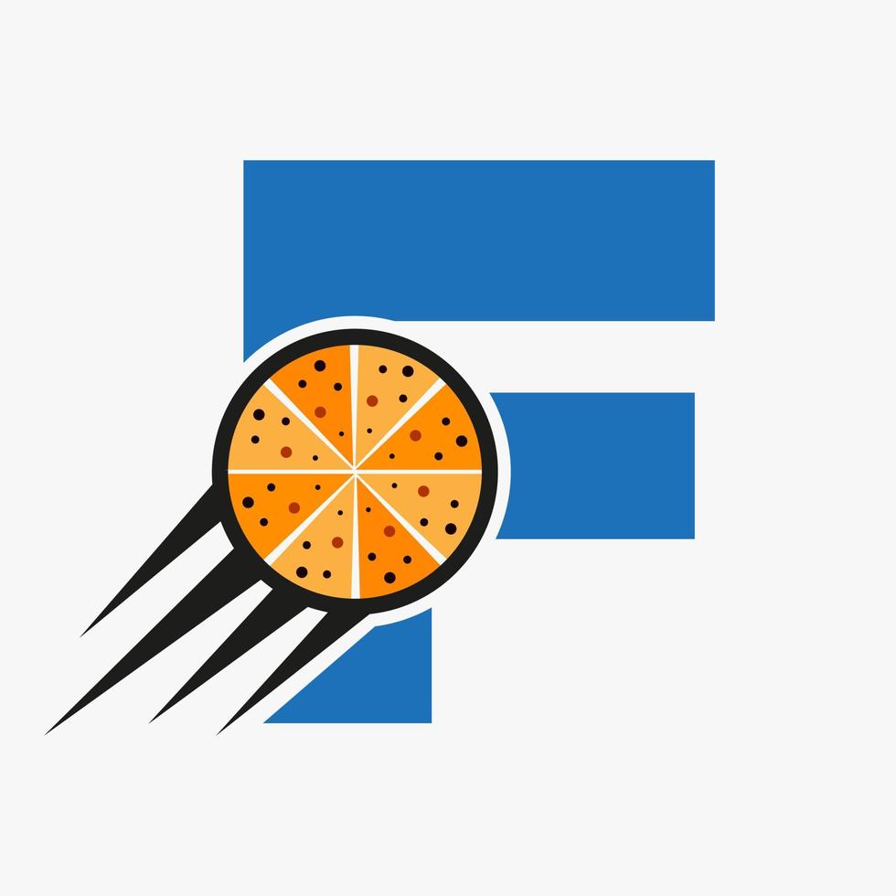 lettre initiale f restaurant café logo avec modèle vectoriel de concept de pizza