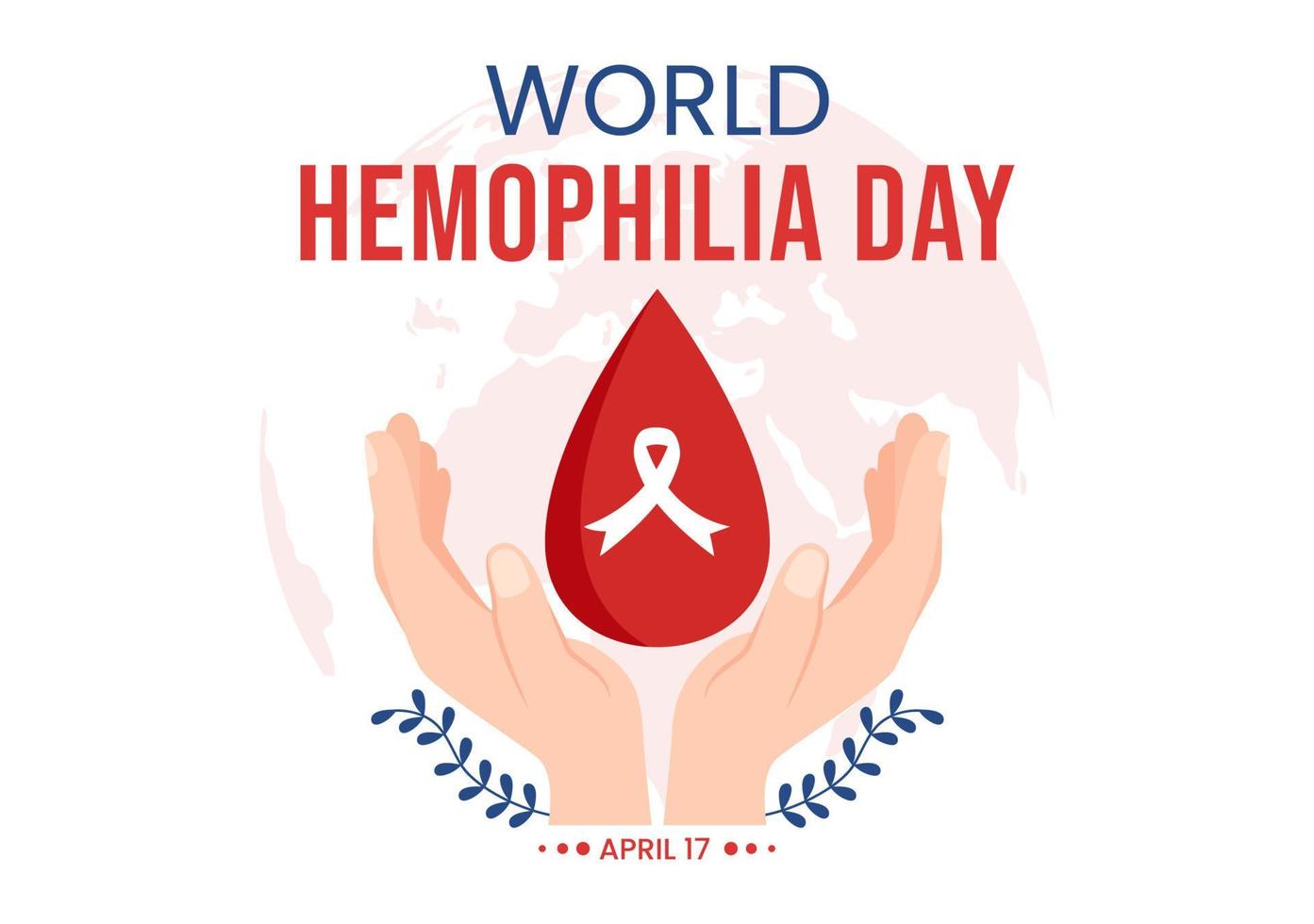 journée mondiale de l'hémophilie le 17 avril illustration avec du sang saignant rouge pour la bannière web ou la page de destination dans des modèles dessinés à la main de dessin animé plat vecteur