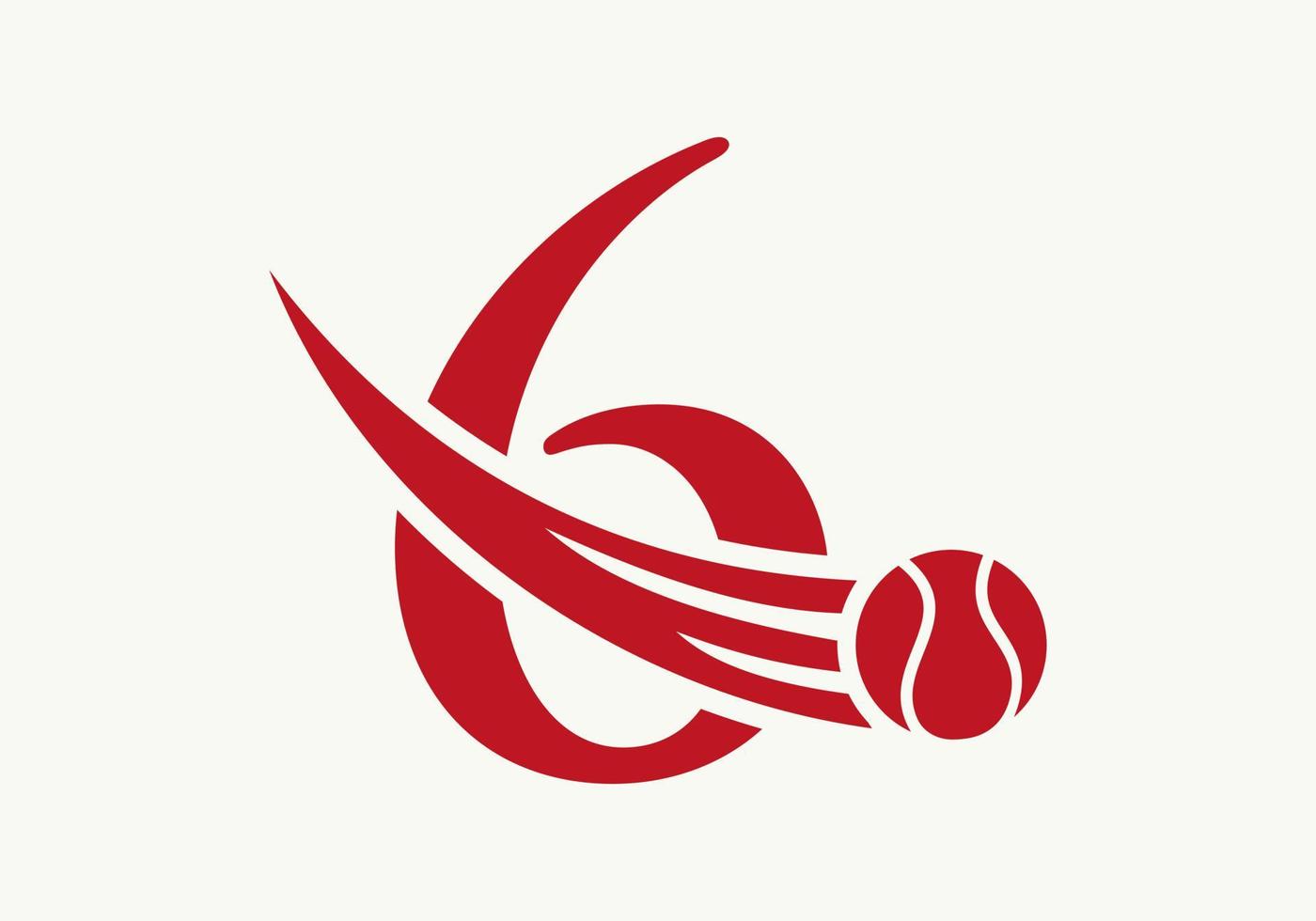 concept de logo de tennis lettre 6 avec icône de balle de tennis en mouvement. modèle vectoriel de symbole de logo de sport de tennis