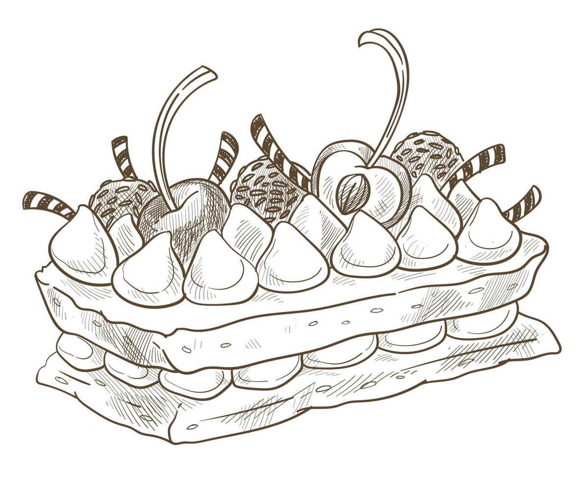 gâteau en couches avec mousse et décoration de baies vecteur
