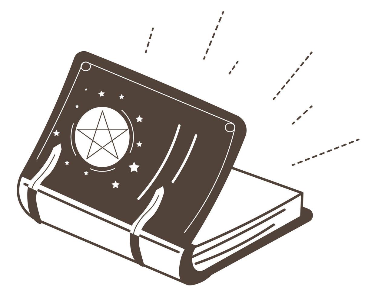 livre magique avec pentagramme, sorts et sorcellerie vecteur