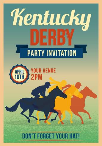 Modèle d'invitation de fête du Kentucky Derby vecteur