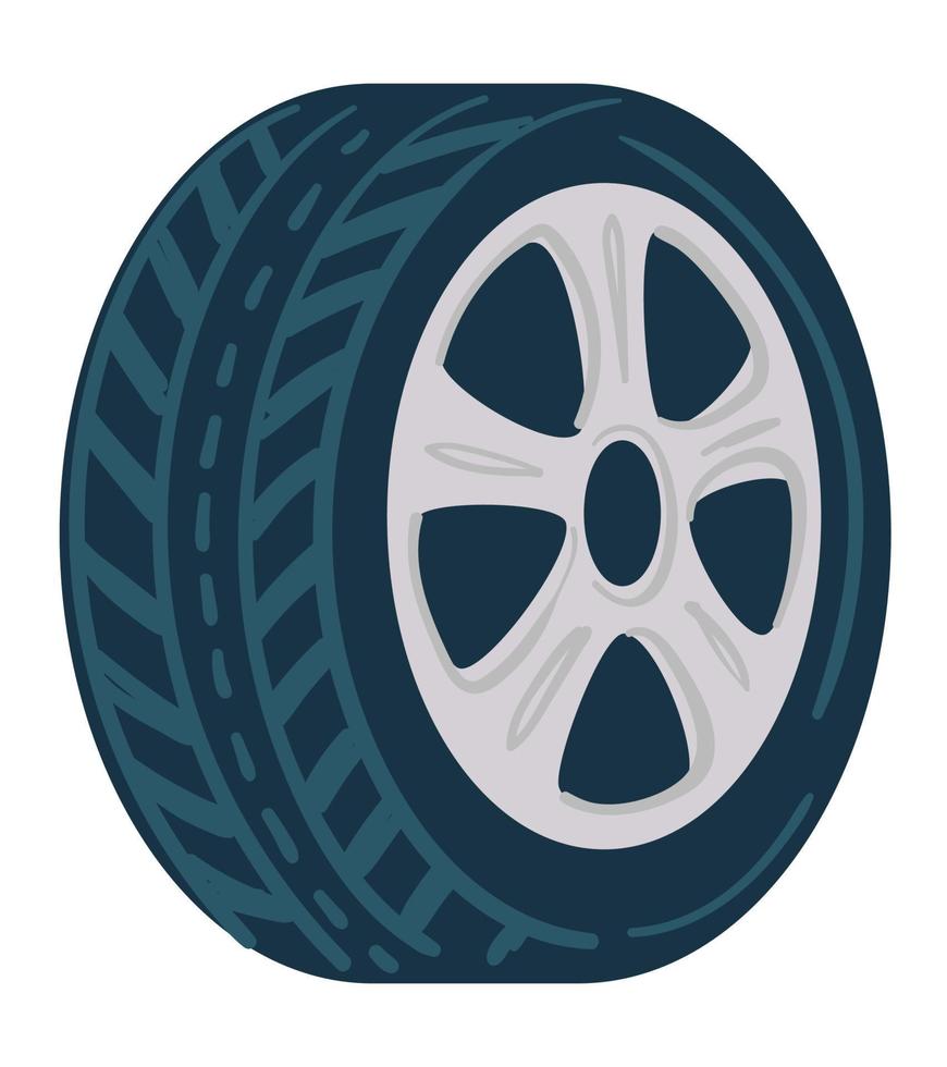 pneu pour voitures en caoutchouc, icône de l'atelier de mécanique vecteur