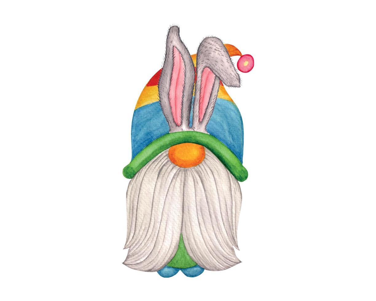 gnome de pâques aquarelle, gnome mignon pour la célébration de pâques vecteur