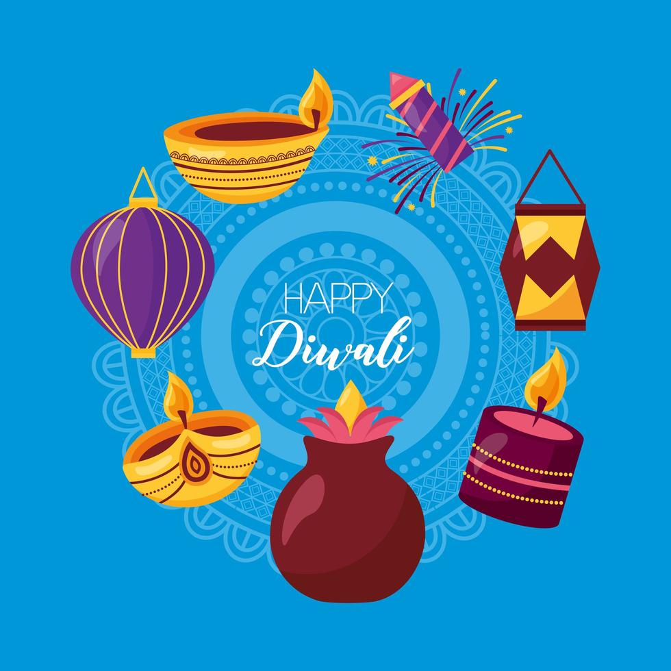 design plat affiche joyeux festival diwali vecteur