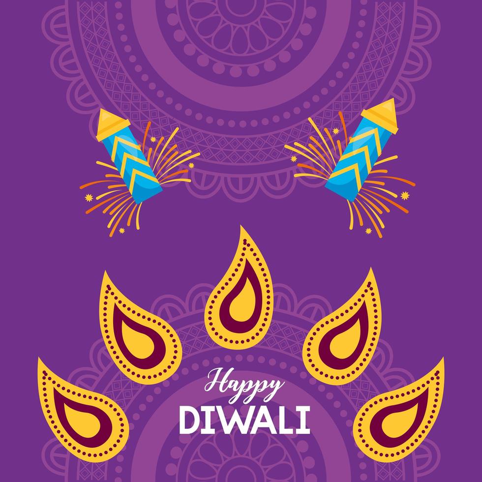 design plat affiche joyeux festival diwali vecteur