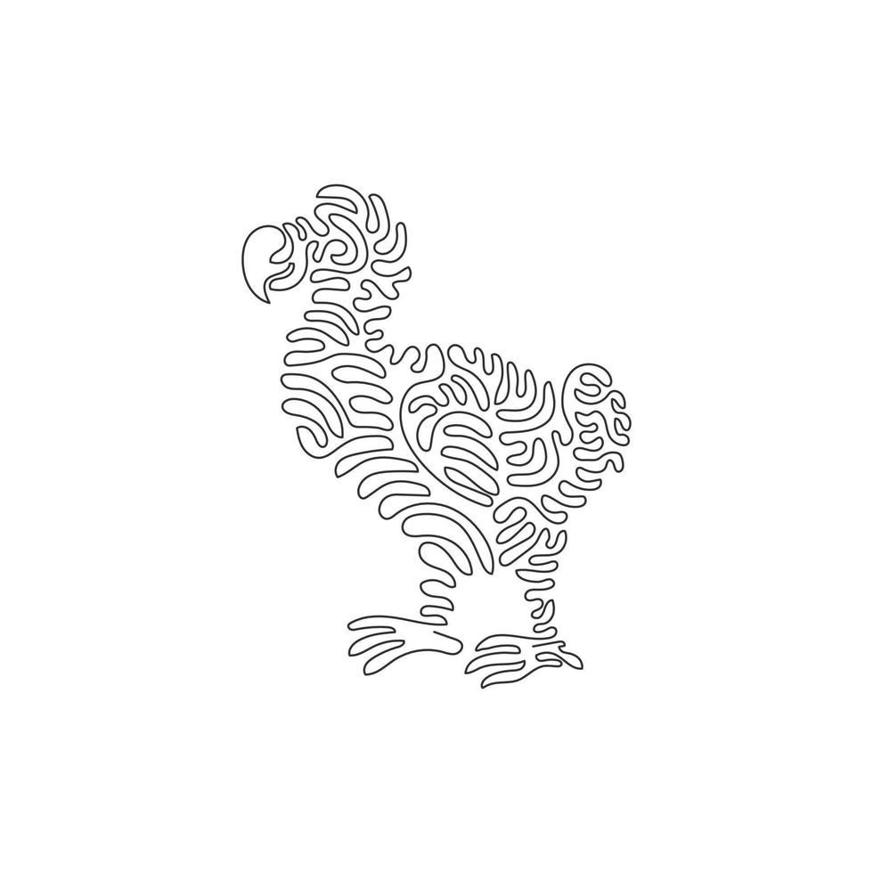 dessin d'une seule ligne d'art abstrait drôle de dodo. ligne continue dessiner illustration vectorielle de conception graphique d'oiseaux dodo mignons pour icône, symbole, logo d'entreprise, décor mural d'affiche, décor d'impression vecteur