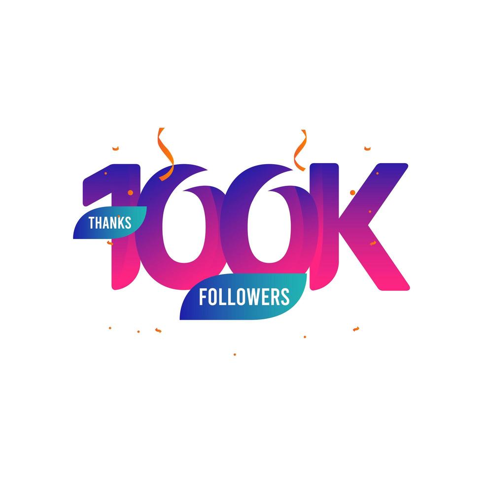 merci 100 k followers vector illustration de conception de modèle