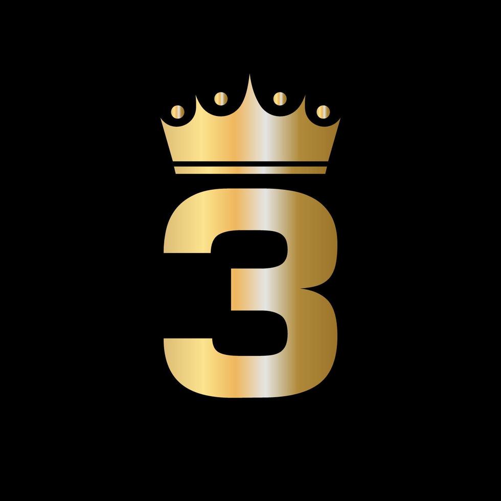 création de logo de couronne de charité lettre 3 avec modèle vectoriel de symbole d'unité