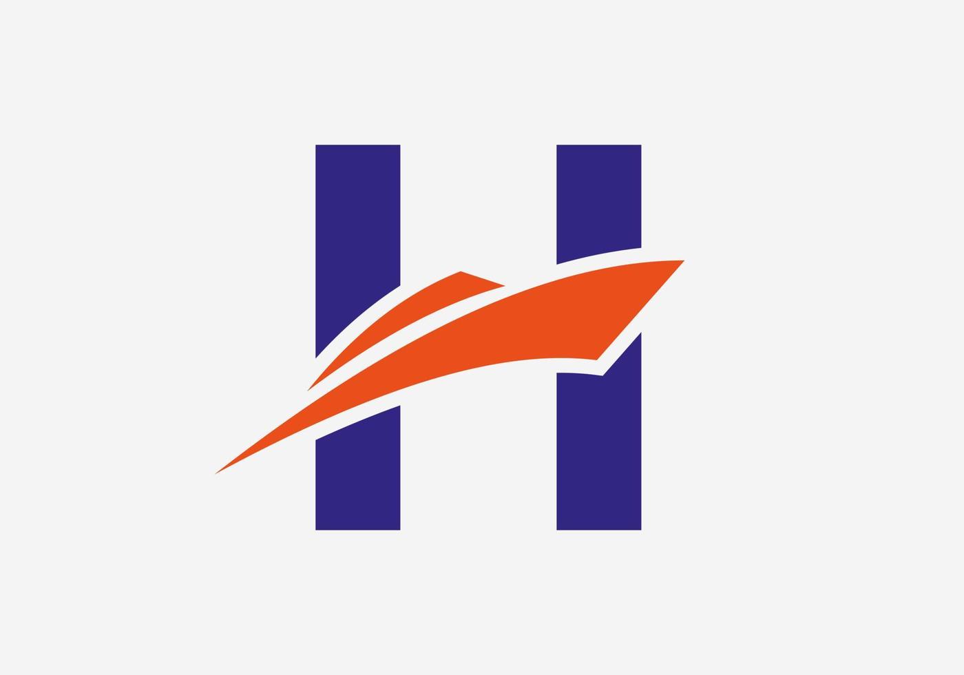 lettre h logo d'expédition symbole de voilier. icône de bateau à voile de bateau nautique vecteur