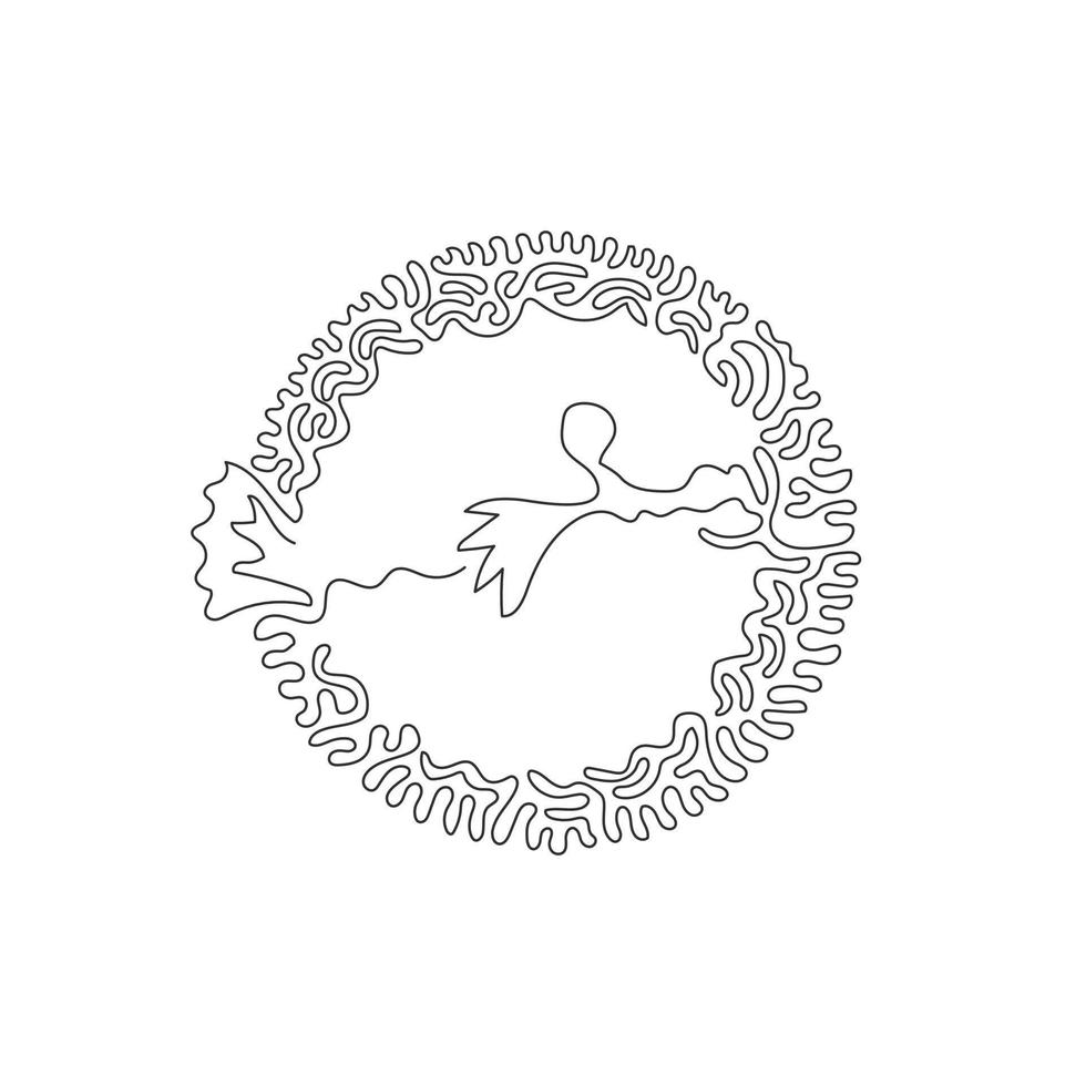 dessin d'une ligne bouclée unique d'art abstrait de poisson-globe drôle. ligne continue dessiner illustration vectorielle de conception graphique d'épines qui couvrent le corps du poisson pour l'icône, le symbole, le logo, la décoration murale de l'affiche vecteur