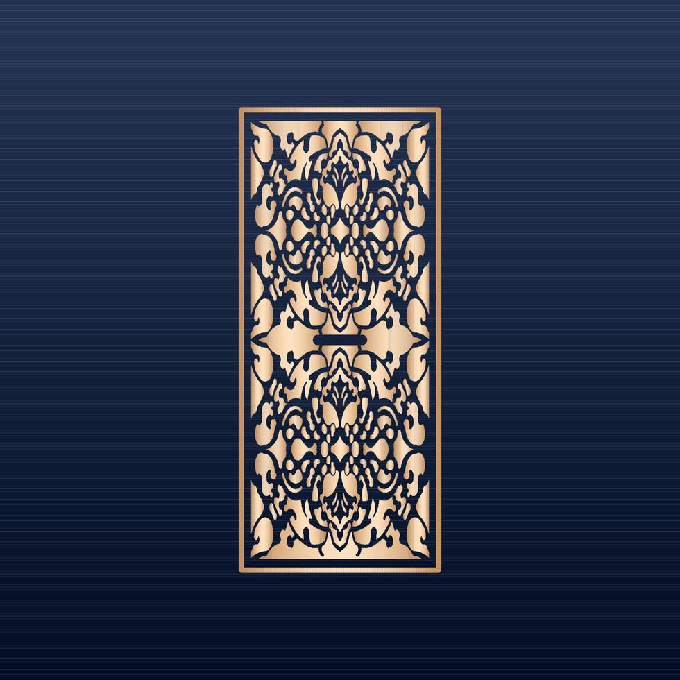 collection d'invitations avec découpe au laser - collection de motifs d'ornement islamique doré - ensemble de panneaux décoratifs carrés découpés au laser. écran chantourné du cabinet. conception en métal, sculpture sur bois - vecteur