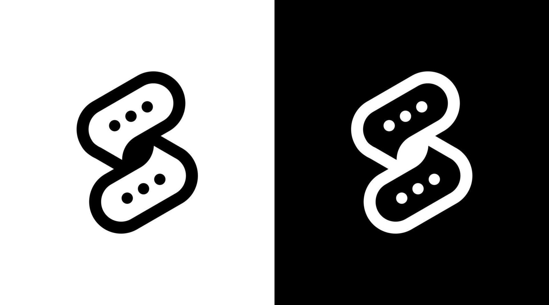 chat logo monogramme s lettre initiale noir et blanc icône illustration style modèles modèles vecteur