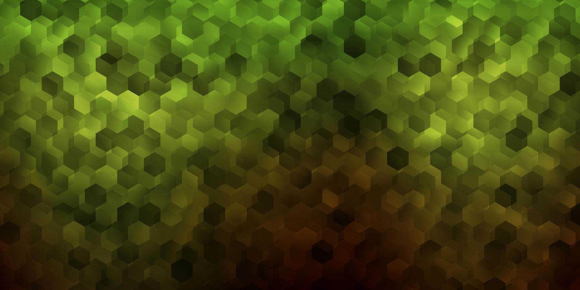 texture de vecteur vert foncé, jaune avec des hexagones colorés.