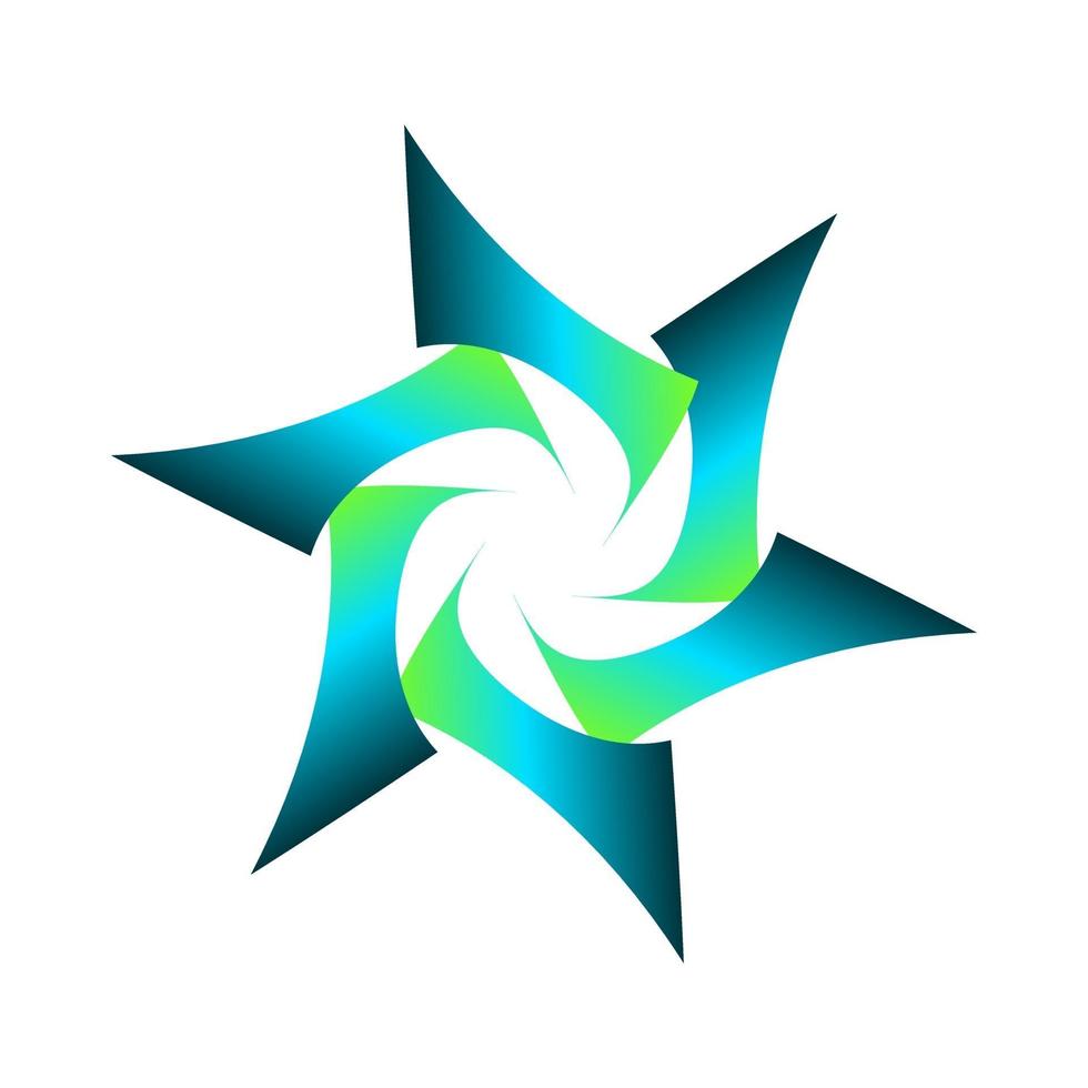 symbole d'étoile géométrique ombré de couleur bleu vert vecteur
