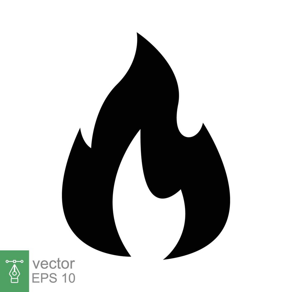 icône de flamme de feu. style plat simple. symbole de la passion, logo inflammable, gril, chaleur, chaud, concept d'avertissement de brûlure, signe de silhouette. conception d'illustration vectorielle isolée sur fond blanc. ep 10. vecteur