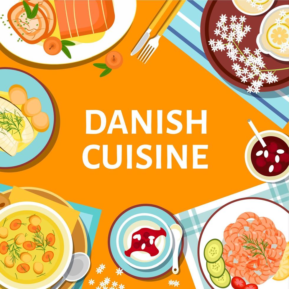 modèle de vecteur de conception de couverture de menu de cuisine danoise