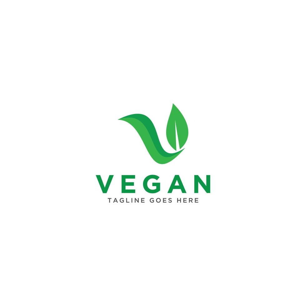 vecteur de logo végétalien. illustration verte nature avec des feuilles pour le logo, l'autocollant et l'étiquette.
