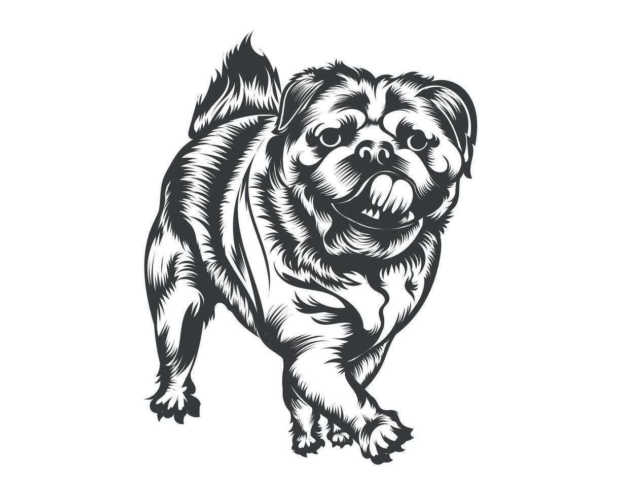 illustration vectorielle de race de chien carlin, vecteur de chien carlin sur fond blanc pour t-shirt, logo et autres