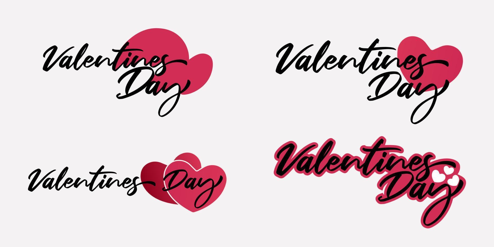 ensemble de texte de lettrage happy valentine's day isolé sur fond blanc. conception de vecteur de typographie happy valentine's day pour cartes de voeux et affiche, bannière.