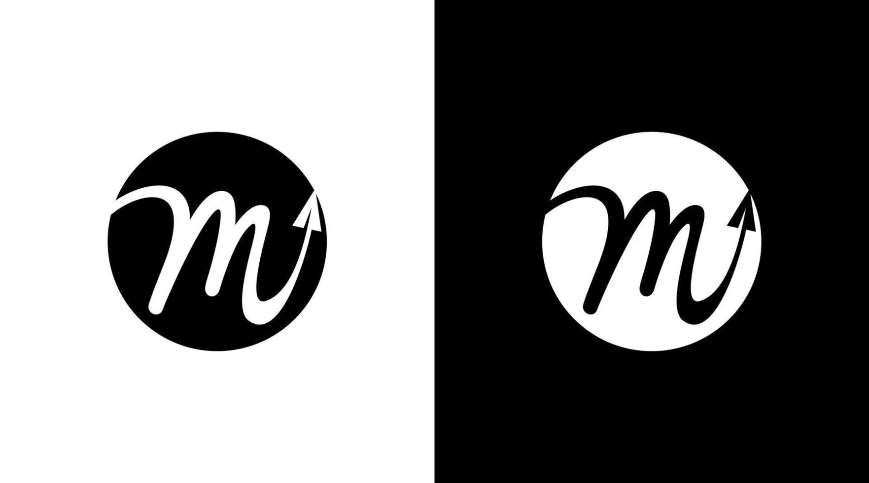 logo d'entreprise monogramme m lettre initiale noir et blanc icône illustration style conceptions modèles vecteur