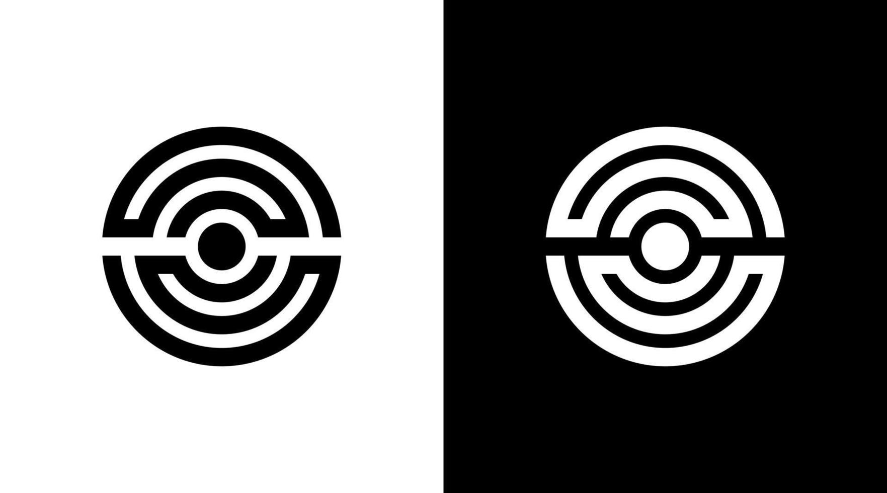 technologie logo monogramme cercle cible noir et blanc icône illustration style conceptions modèles vecteur