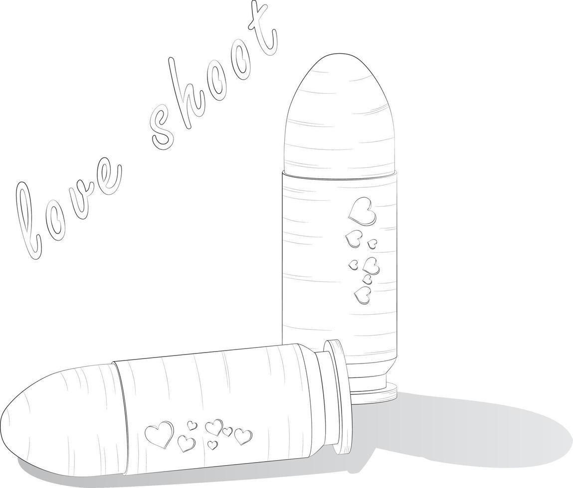 les balles d'amour de cupidon en illustration vectorielle de style blanc et noir vecteur