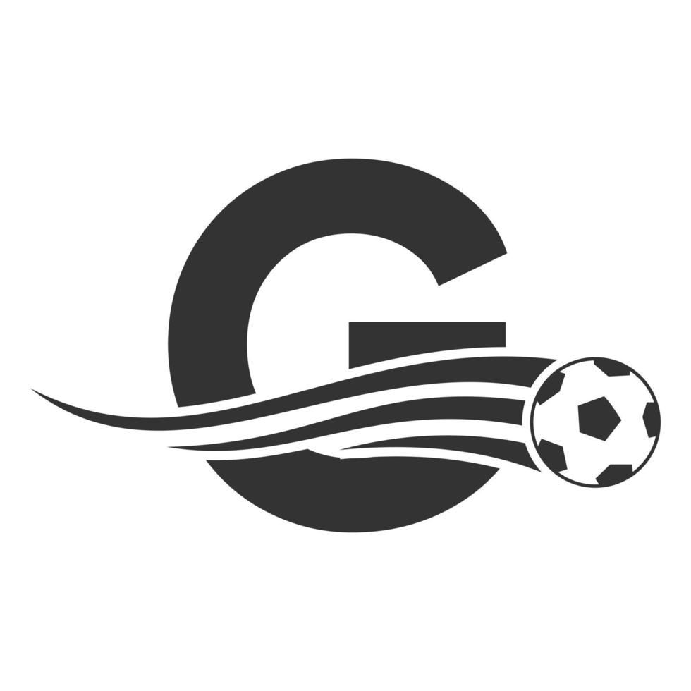 logo de football de football sur le signe de la lettre g. concept d'emblème de club de football d'icône d'équipe de football vecteur