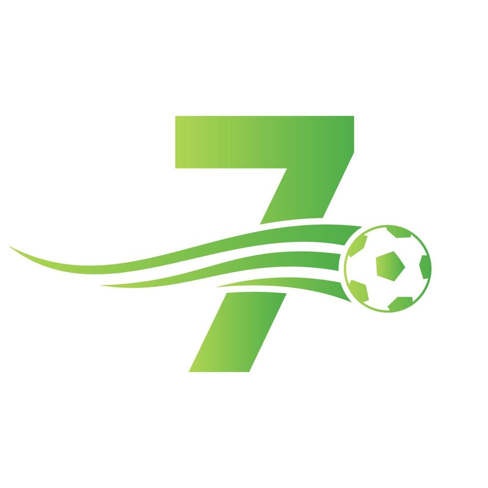 logo de football de football sur le signe de la lettre 7. concept d'emblème de club de football d'icône d'équipe de football vecteur