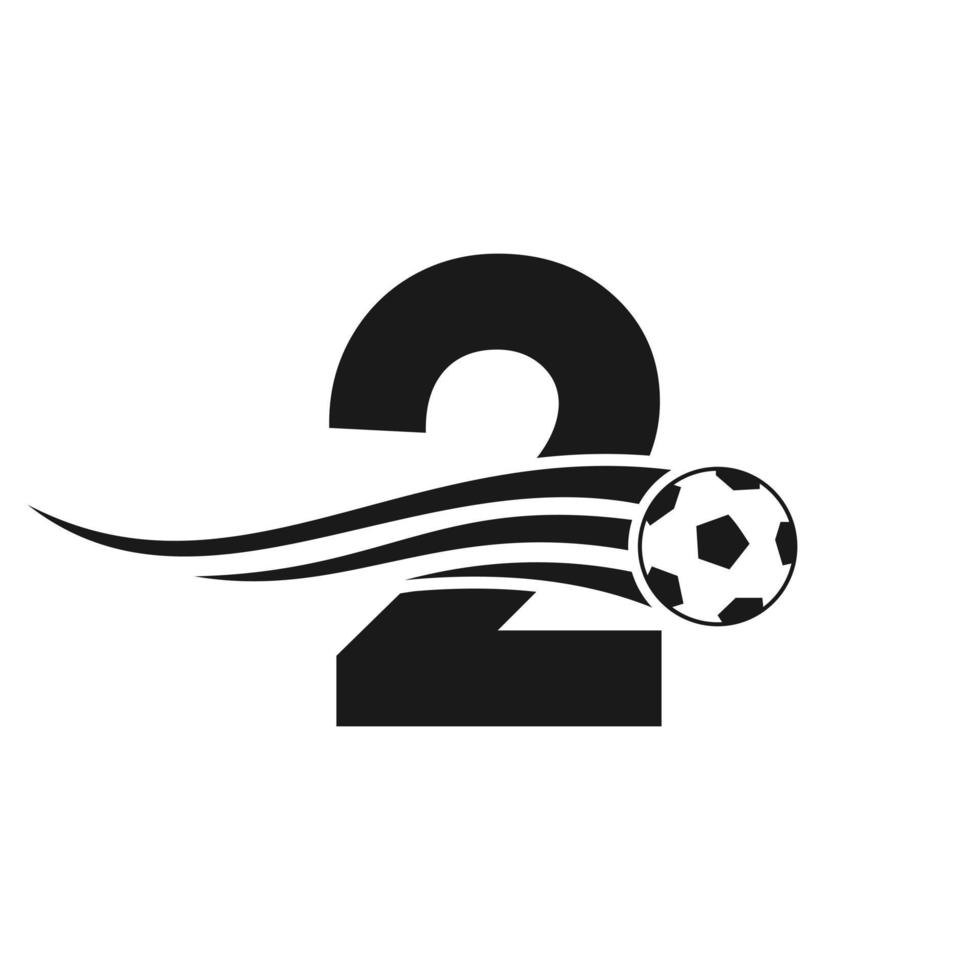 logo de football de football sur le signe de la lettre 2. concept d'emblème de club de football d'icône d'équipe de football vecteur