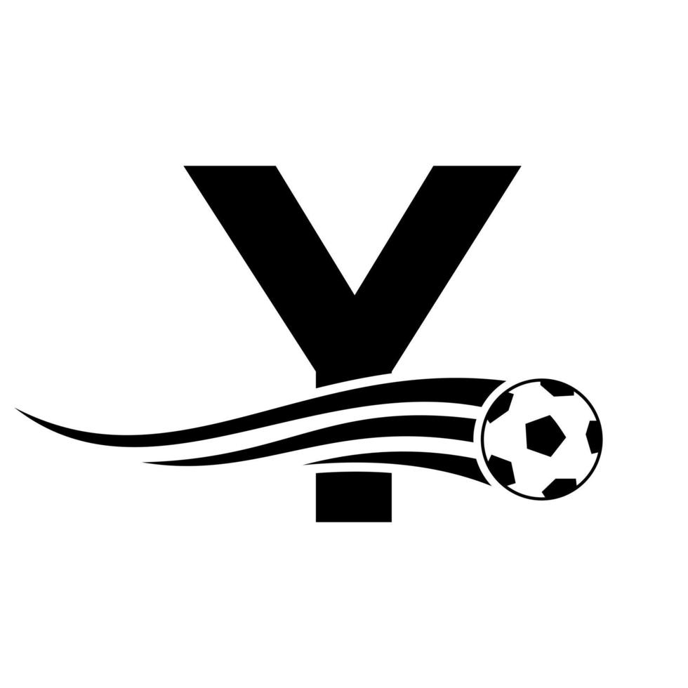 logo de football de football sur le signe de la lettre y. concept d'emblème de club de football d'icône d'équipe de football vecteur