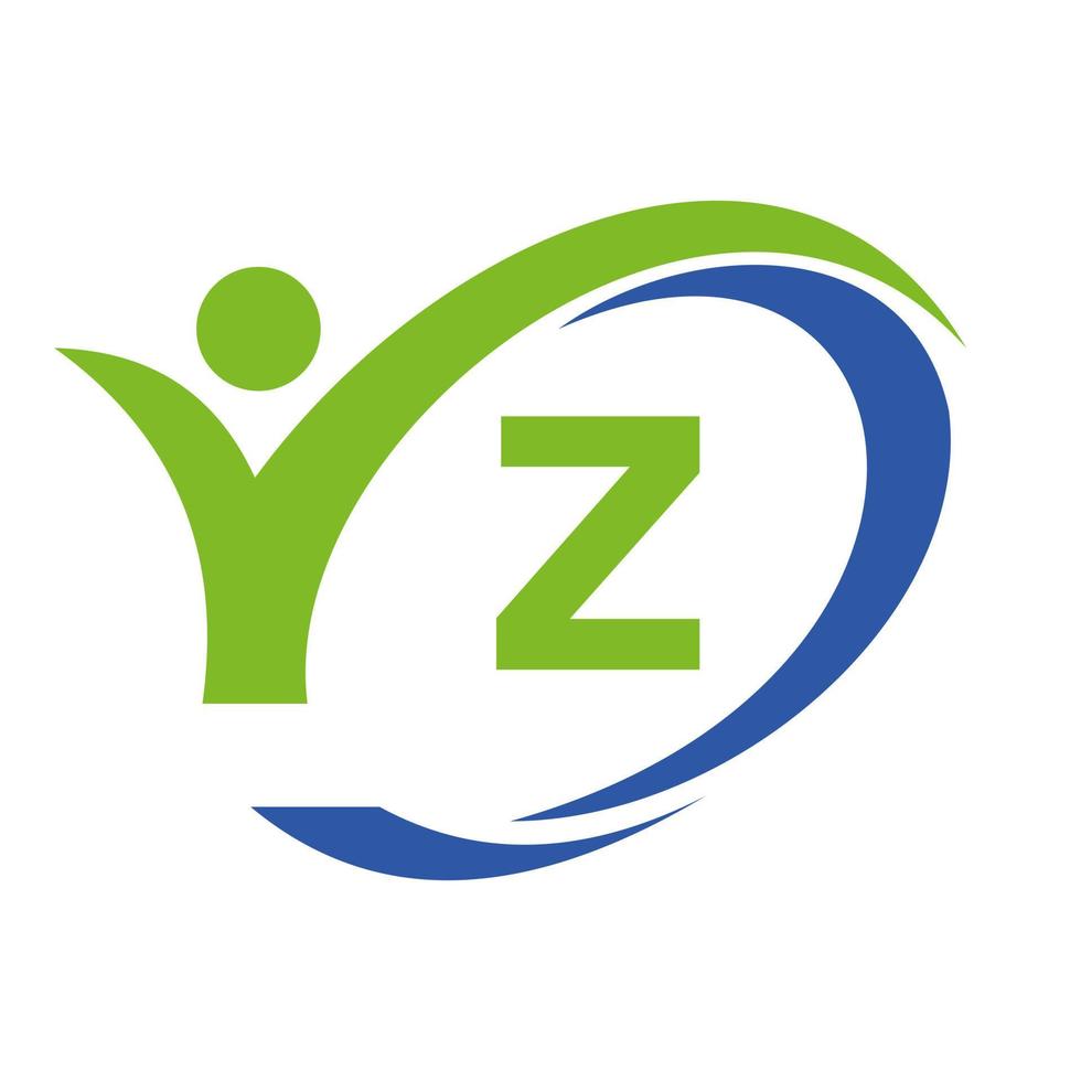 logo de la lettre initiale z, conception médicale avec symbole humain vecteur
