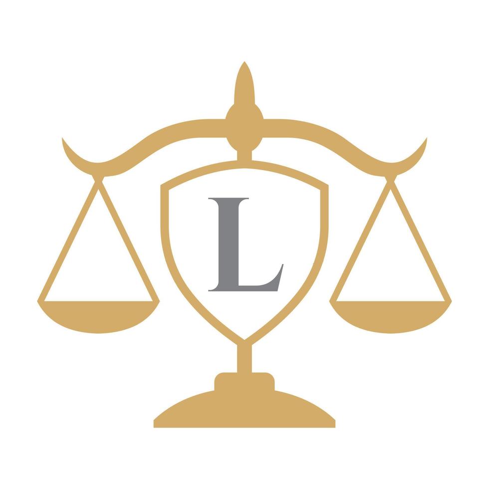 création de logo de cabinet d'avocats sur la lettre l avec signe de bouclier. logo de droit, avocat et justice, avocat, juridique, service d'avocat, cabinet d'avocats, modèle de logo à l'échelle vecteur
