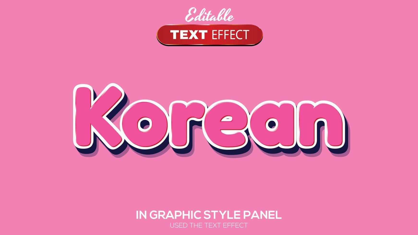 Thème coréen à effet de texte modifiable 3d vecteur