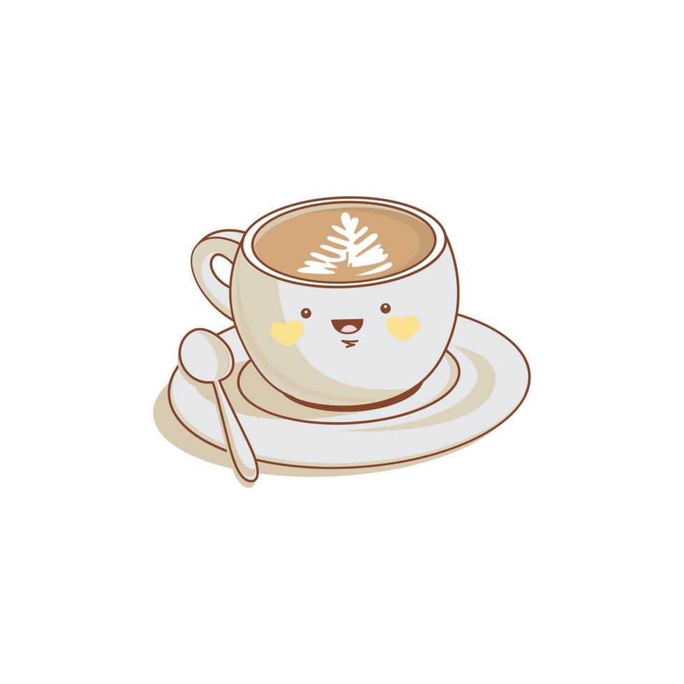 tasse à café, mignon, caractère, dessin animé, kawaii vecteur