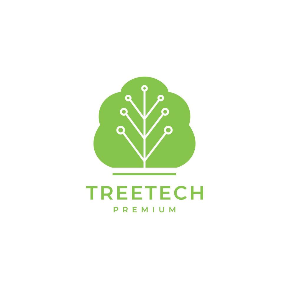 arbre technologie ligne connecter nature feuilles logo design vecteur icône illustration modèle