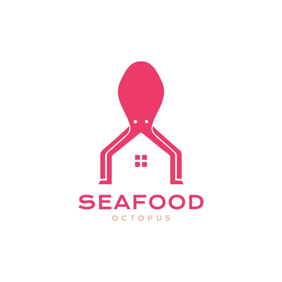 maison de fruits de mer poulpe nourriture restaurant goût recette logo design vecteur icône illustration modèle