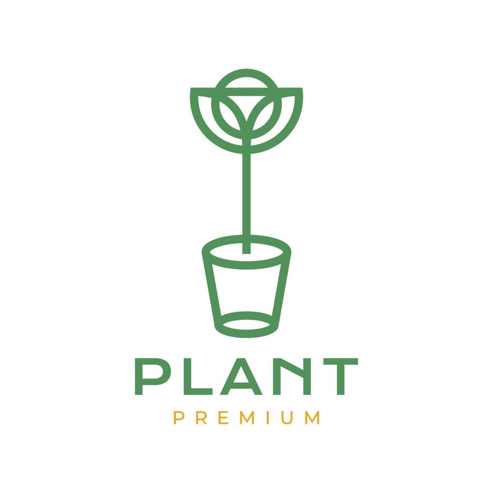 vase pot plante fleur géométrique ligne minimal décor intérieur logo conception icône illustration modèle vecteur