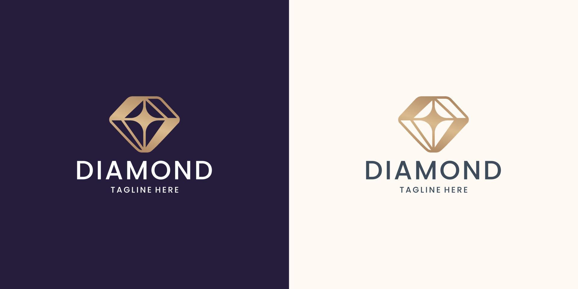 symbole du modèle de logo de gemme de diamant avec un design de concept léger. vecteur