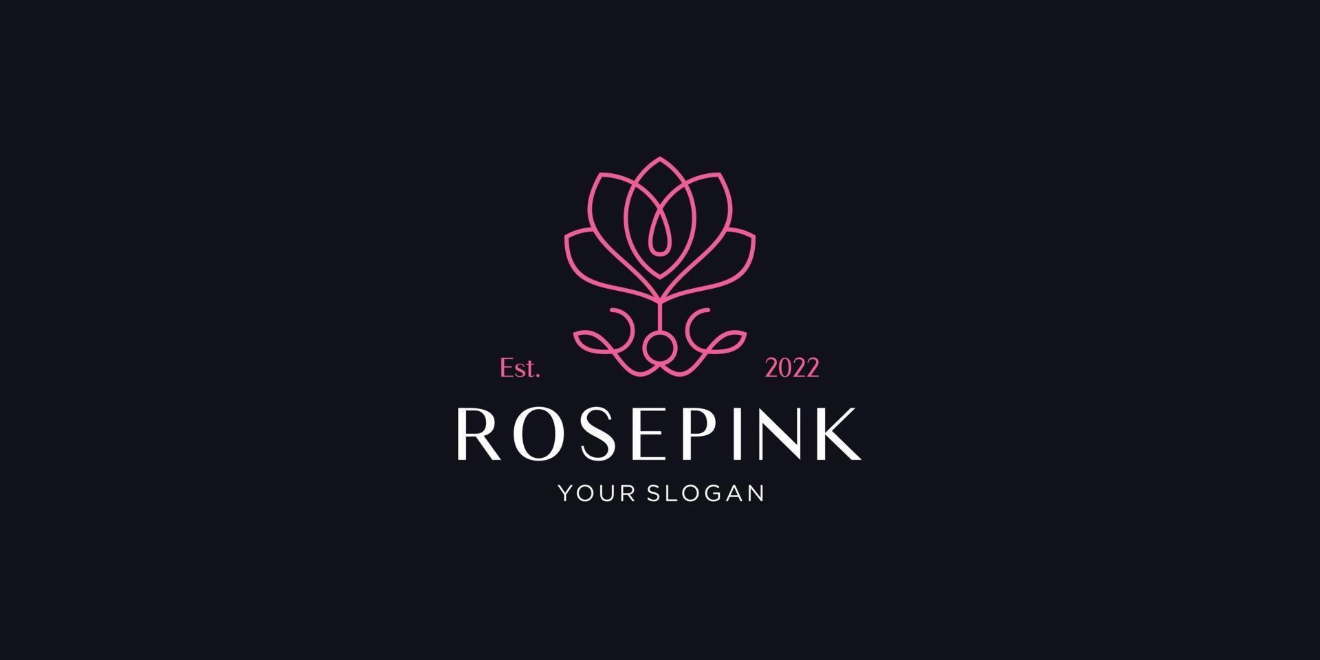 inspiration de modèle de logo or rose fleur féminine pour la mode, les soins de la peau, les cosmétiques. vecteur