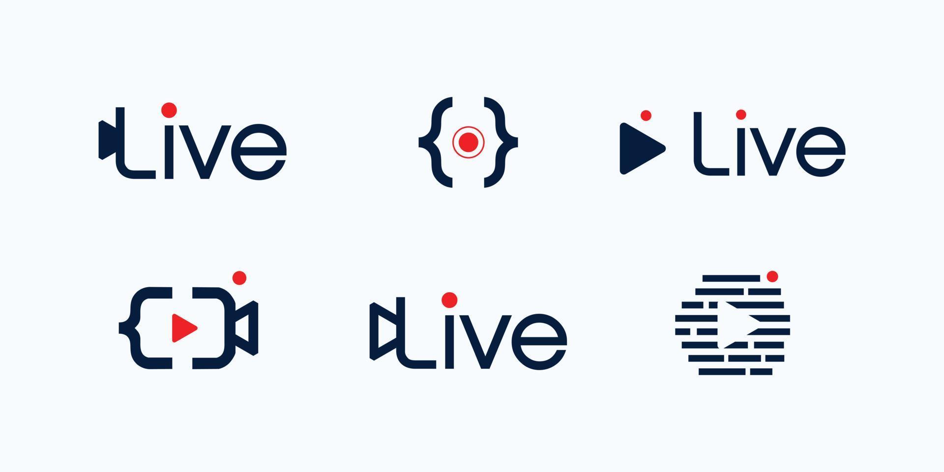 jeu d'icônes de diffusion en direct. boutons et symboles de diffusion en direct. ensemble d'icônes de flux en ligne. vecteur