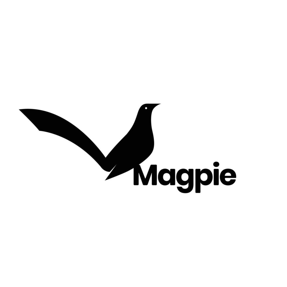 oiseau exotique perché pie longues queues isolé moderne noir logo design vecteur icône illustration modèle