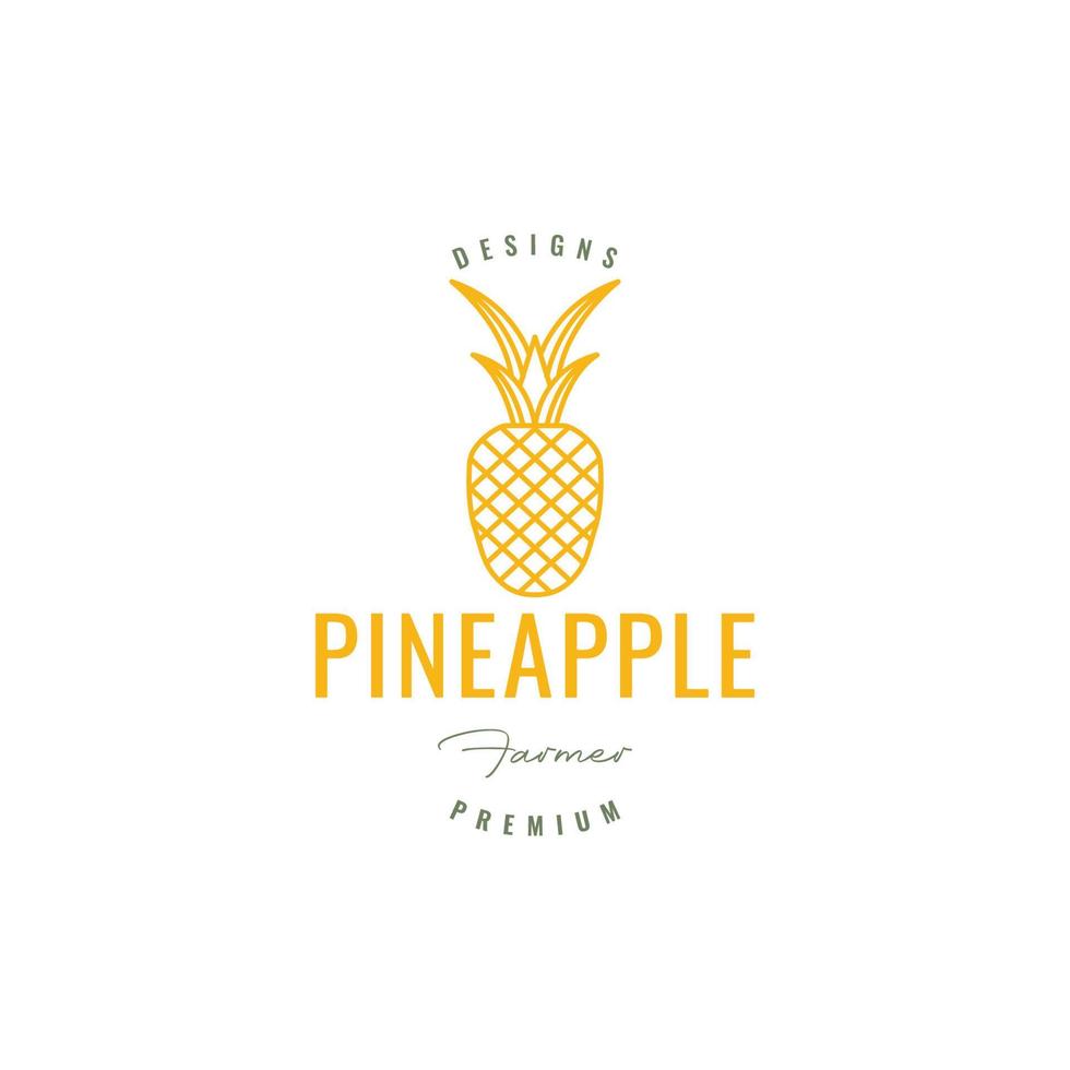 ananas fruits frais ligne hipster couleur géométrique logo design vecteur icône illustration modèle
