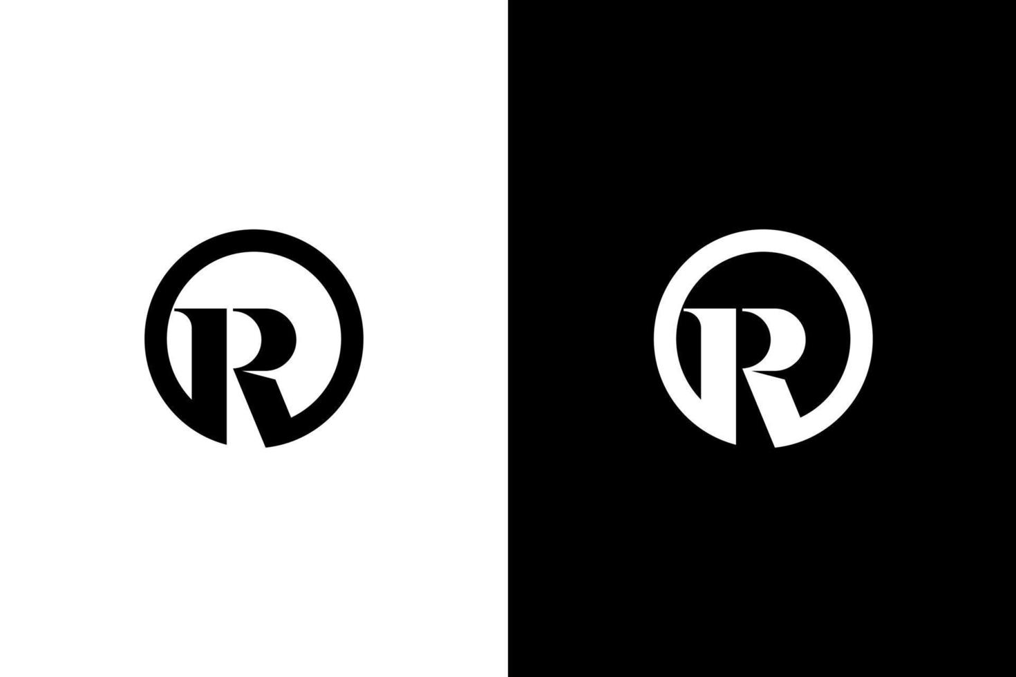 logo d'entreprise monogramme r lettre initiale noir et blanc icône illustration style modèles de conceptions vecteur