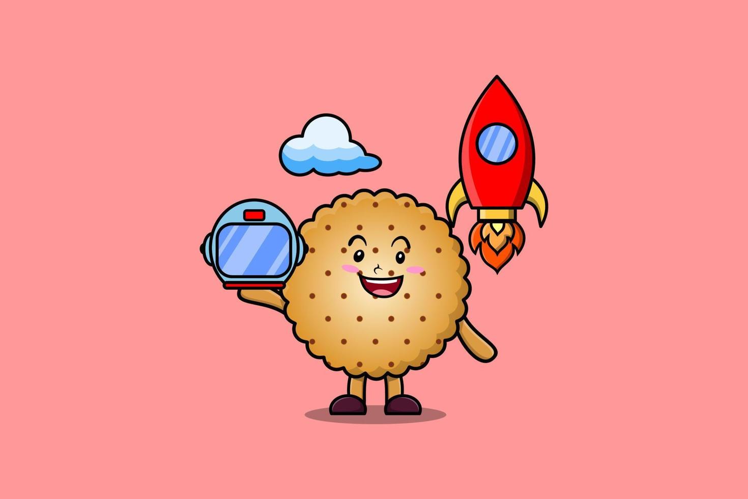 biscuits de personnage de dessin animé de mascotte mignonne en tant qu'astronaute vecteur